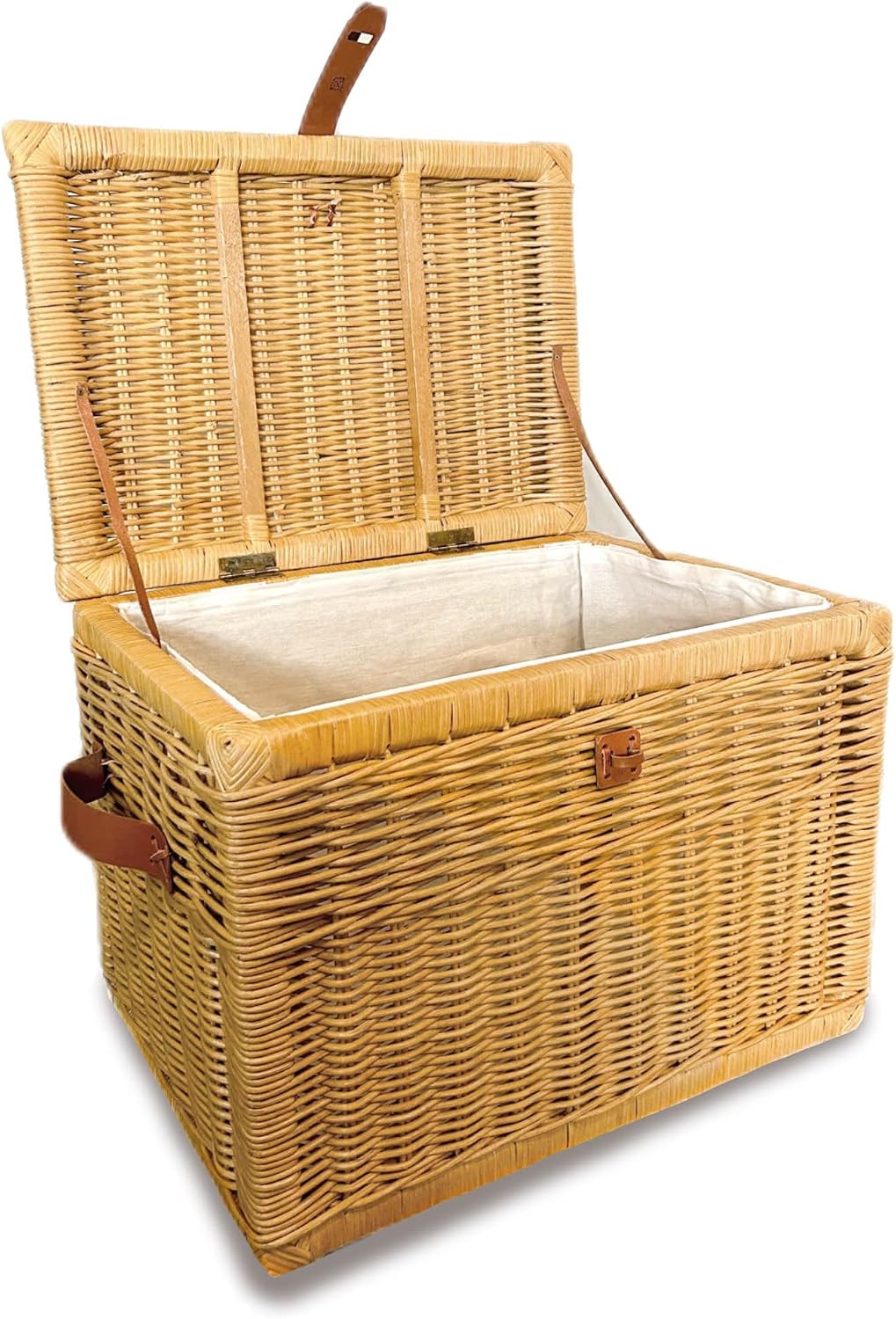 Large Sandstone Rattan Wicker Storage Trunk