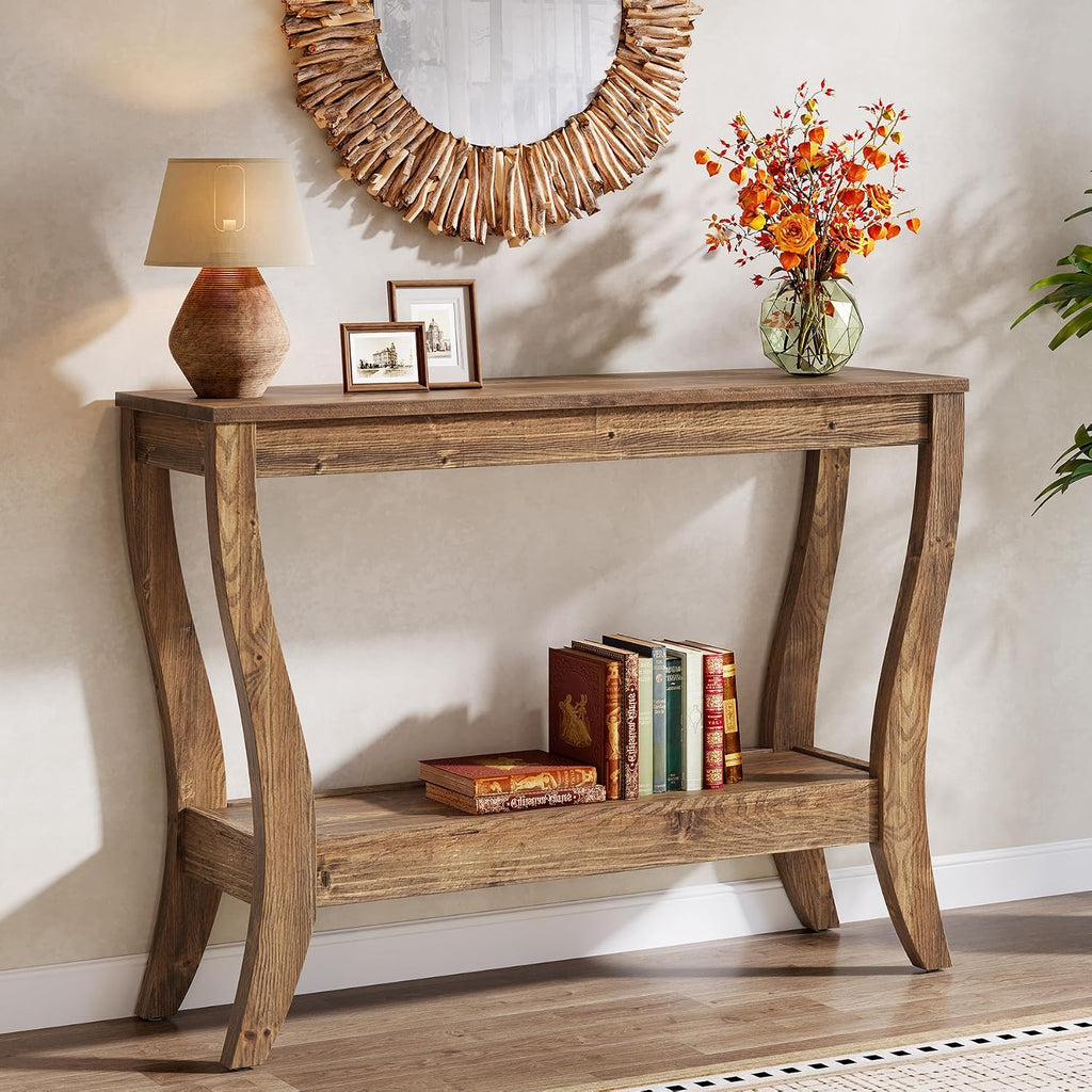 41.3" Brown 2-Tier Farmhouse Console Table