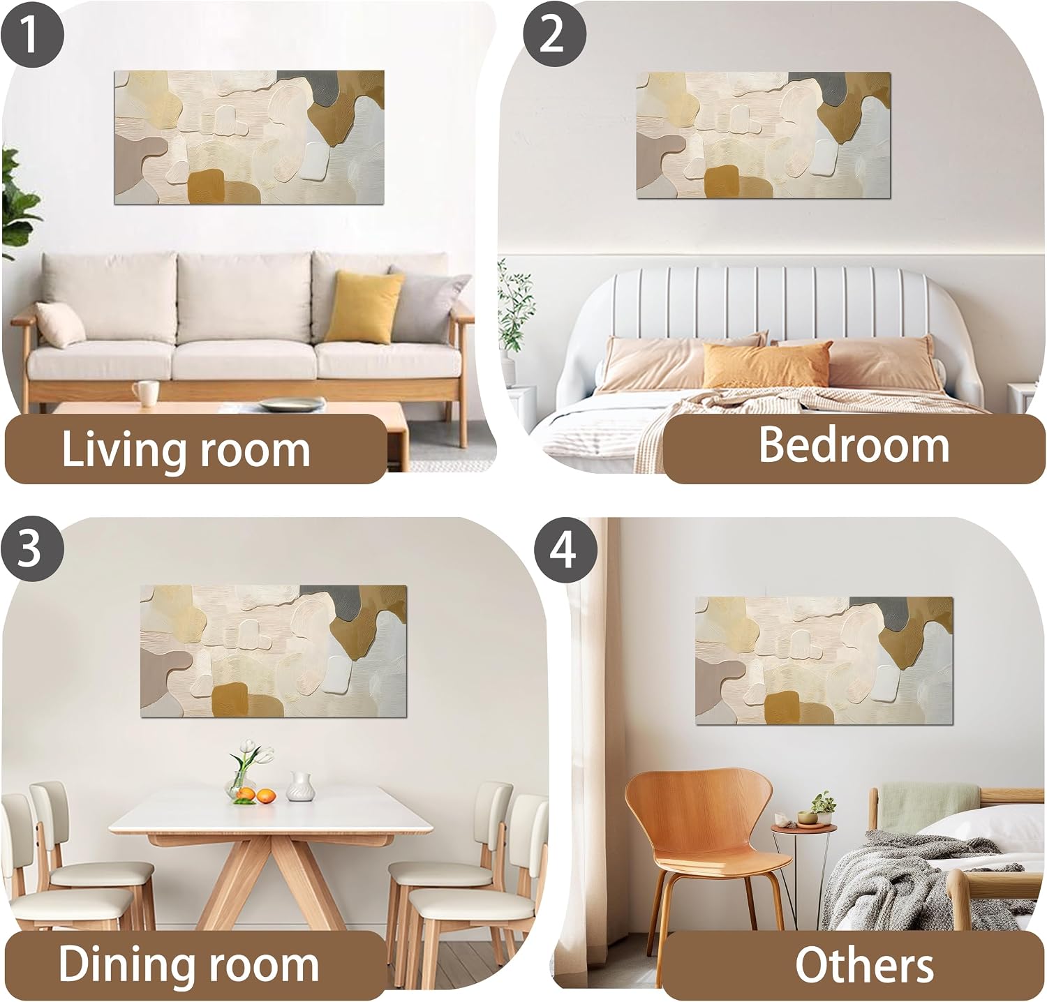 29x58" Beige Brown Neutral Abstract Canvas Wall Art