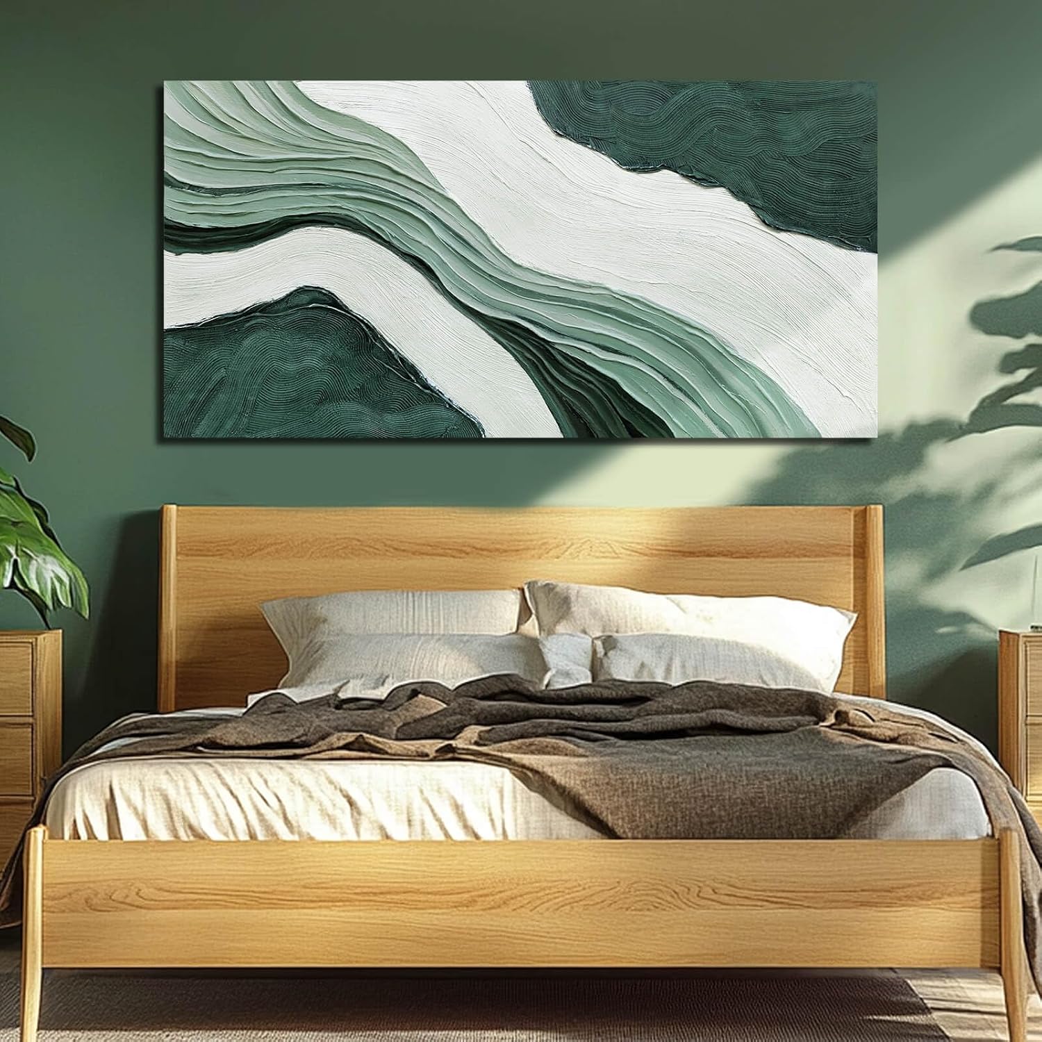 29x58 Inch Neutral Waves Framed Abstract Wall Art