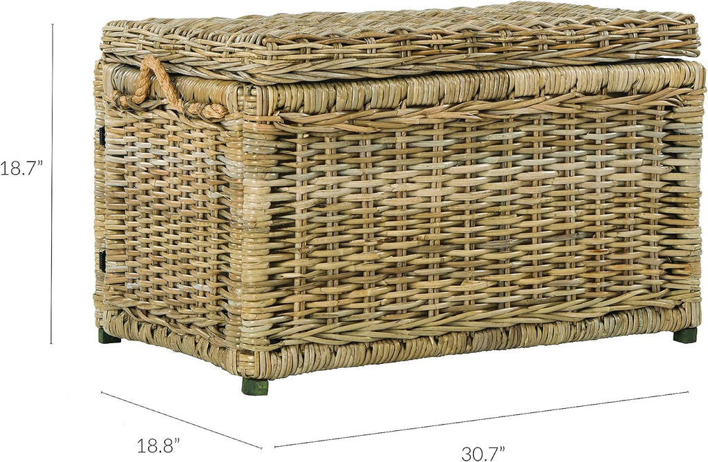 30.7" Natural Foldable Rattan Storage Trunk