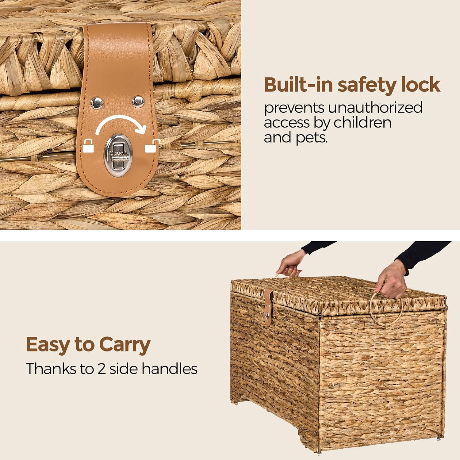 165L Water Hyacinth Storage Trunk With Lid