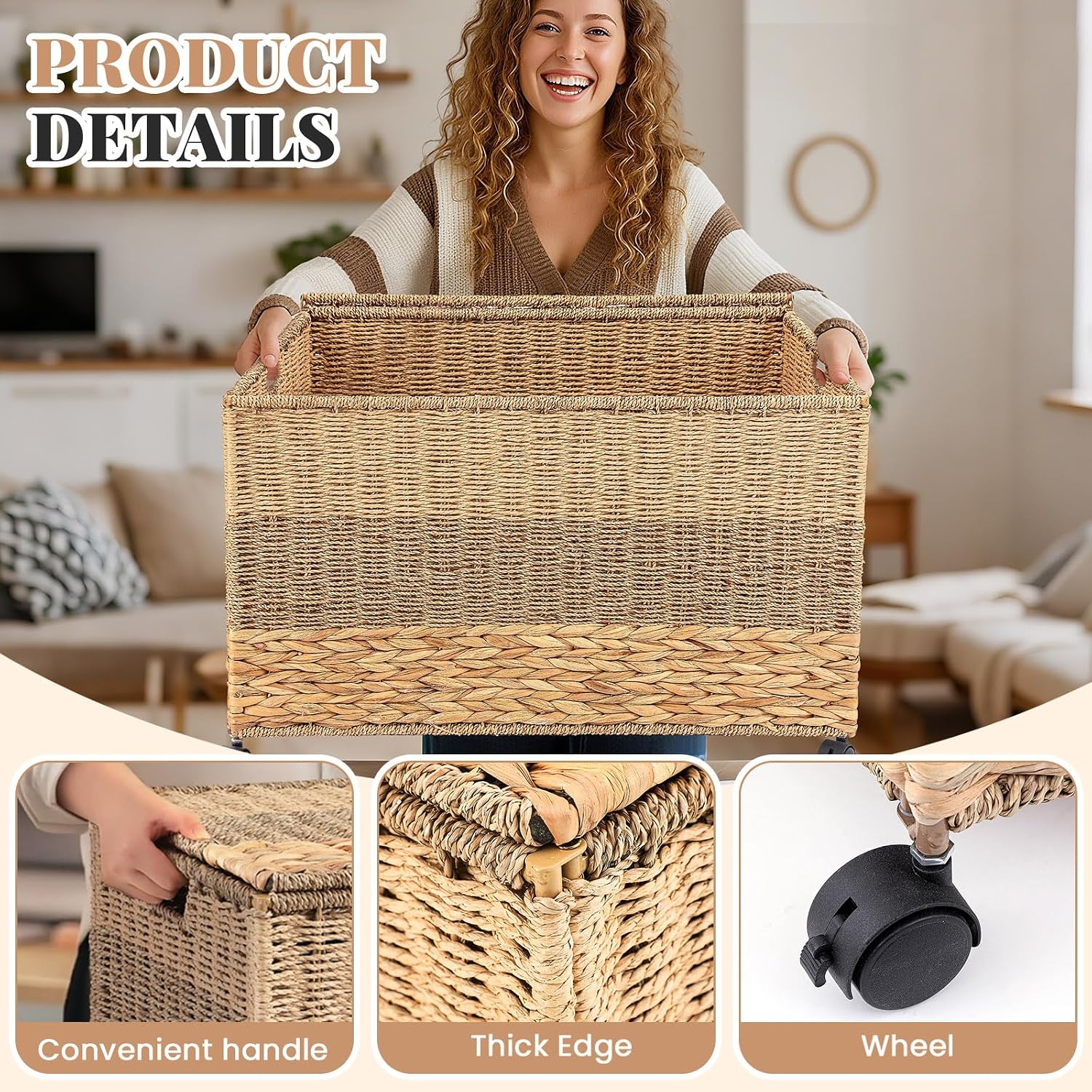 42.3 Gallon Water Hyacinth Rolling Storage Trunk
