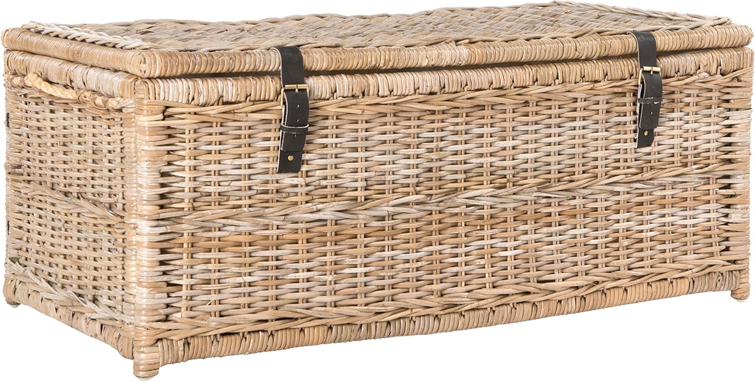 46" Gray Foldable Rattan Wicker Storage Trunk