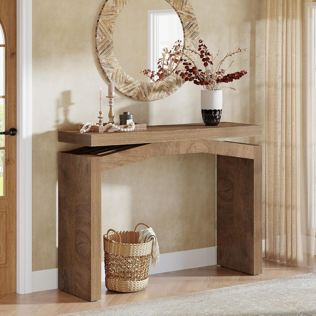 40" Farmhouse Wood Entryway Console Table