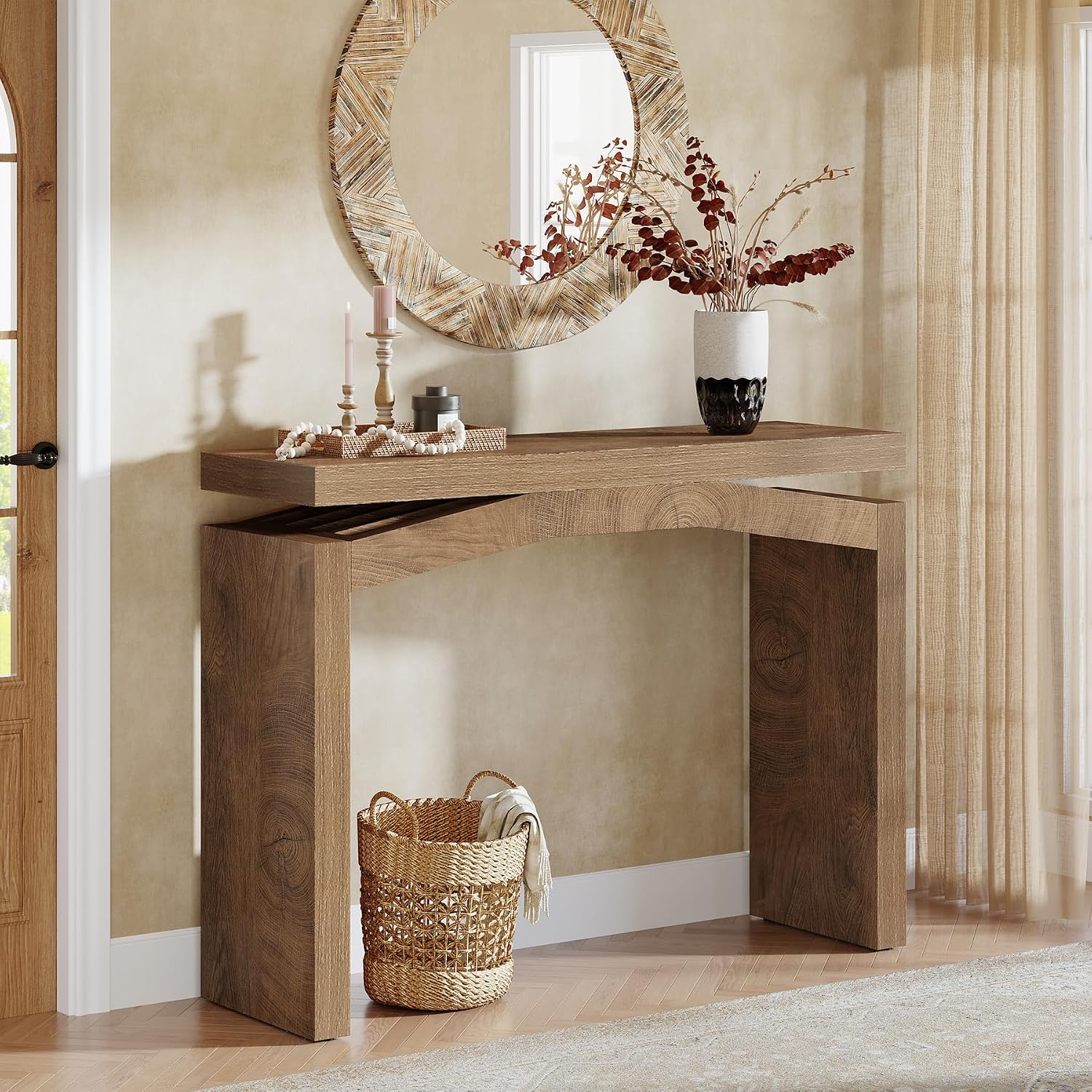 40" Farmhouse Wood Entryway Console Table
