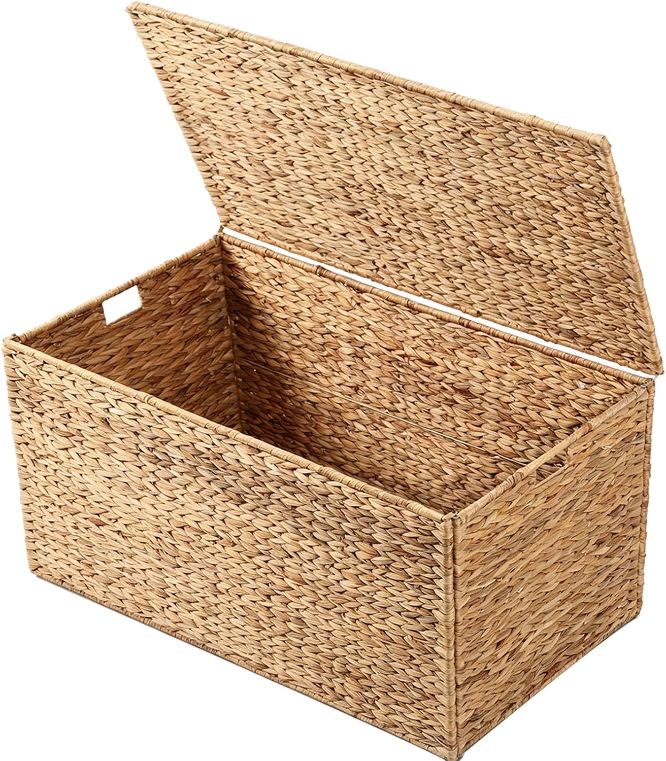 36" Water Hyacinth Wicker Storage Trunk With Lid