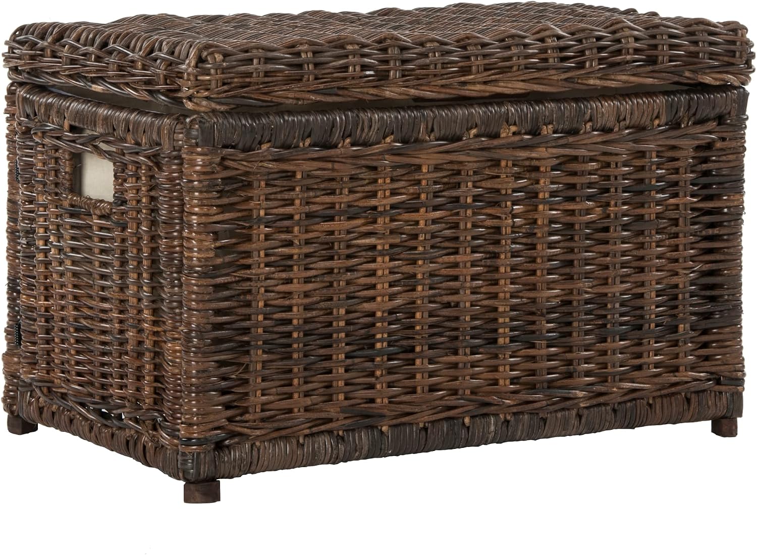 31" Brown Foldable Rattan Storage Trunk Chest