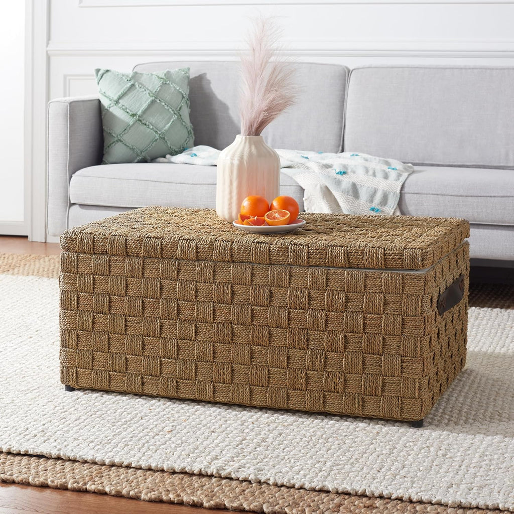 Natural Seagrass Storage Trunk Bench