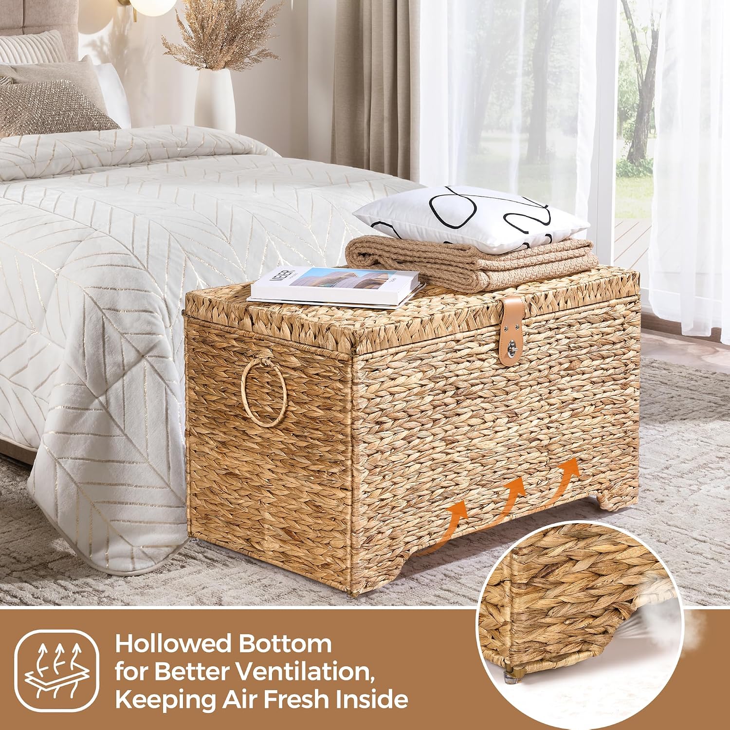 165L Water Hyacinth Storage Trunk With Lid