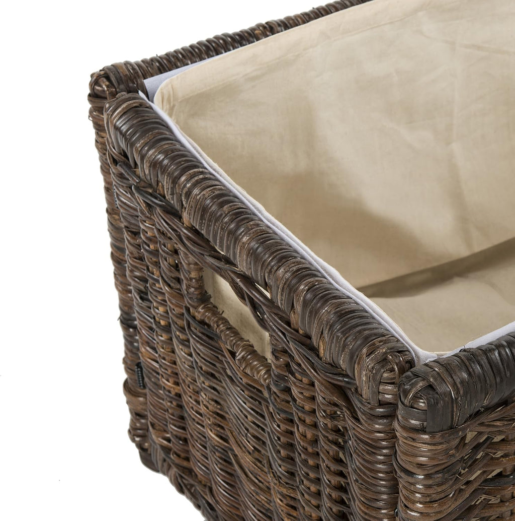 31" Brown Foldable Rattan Storage Trunk Chest