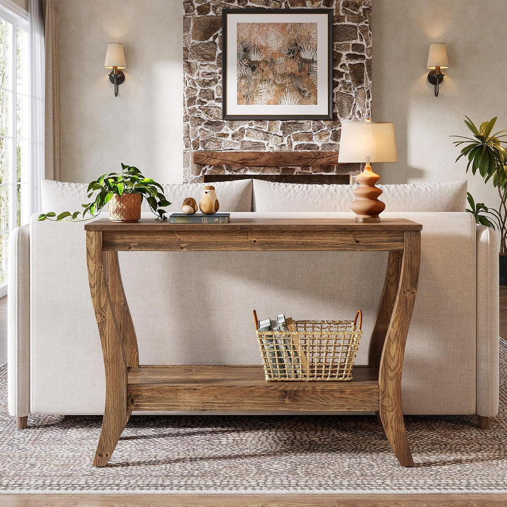 41.3" Brown 2-Tier Farmhouse Console Table