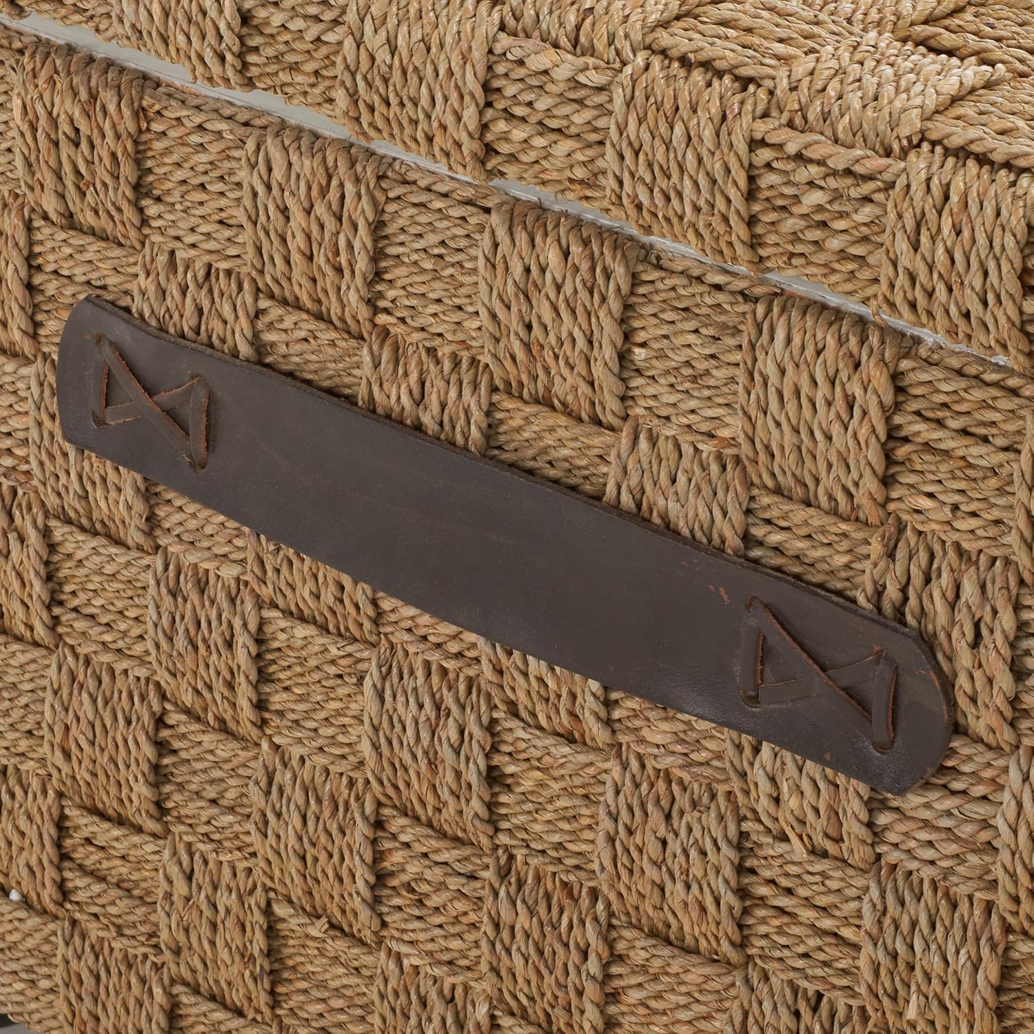 Natural Seagrass Storage Trunk Bench