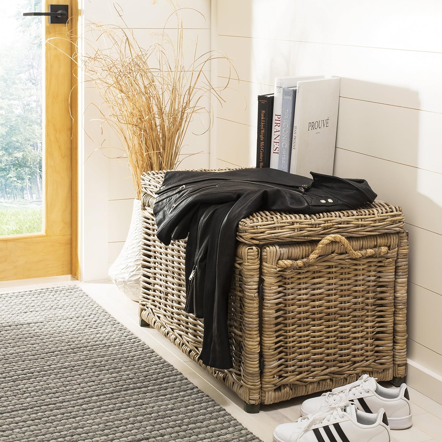 30.7" Natural Foldable Rattan Storage Trunk